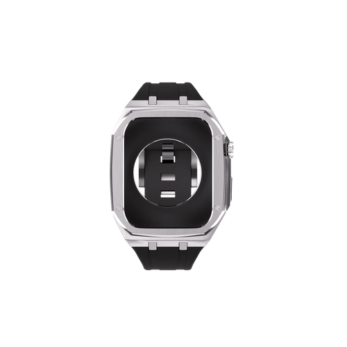Reqior Apple Watch 45mm Metal Hülle mit integriertem Gummi-Armband (Silber)