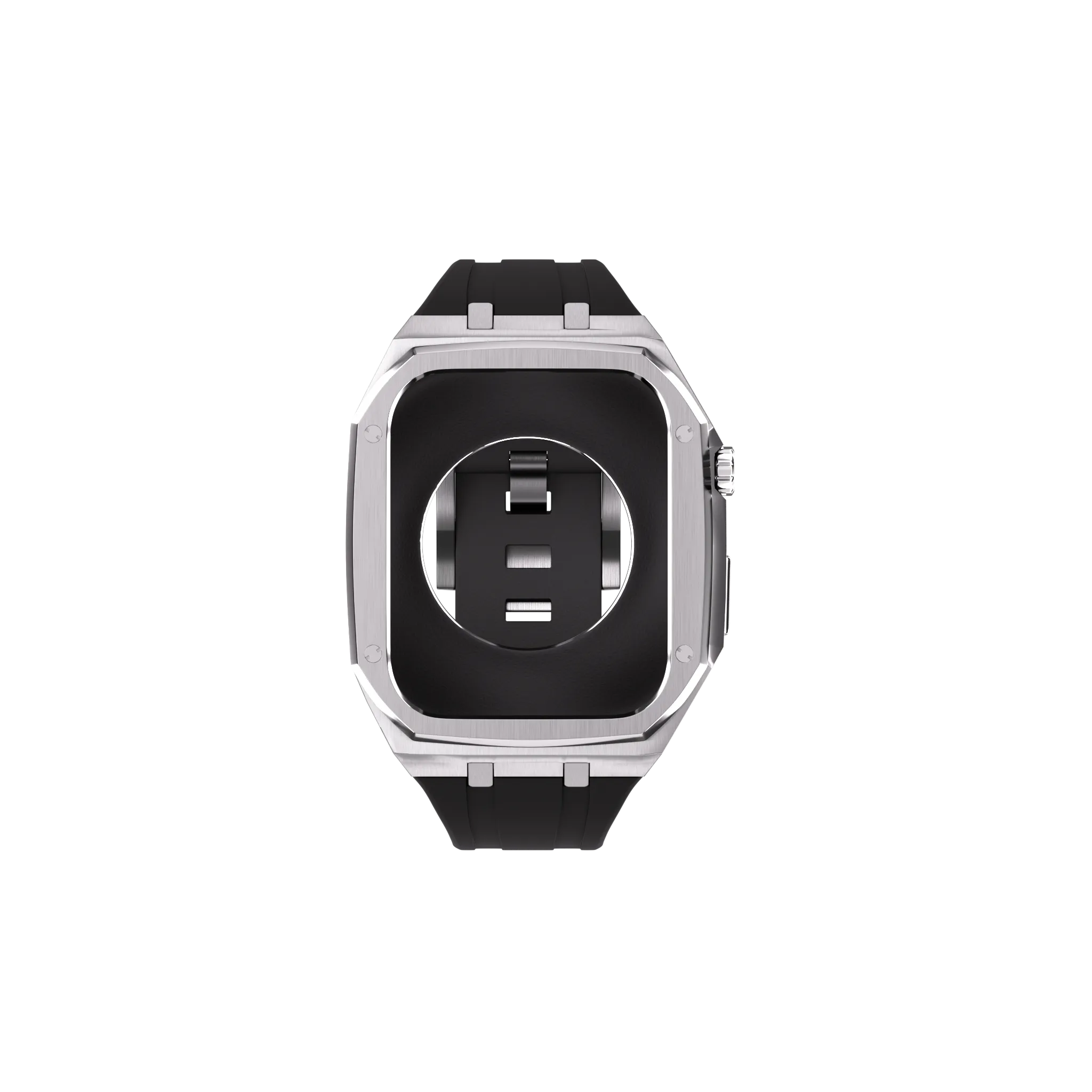 Reqior Apple Watch 45mm Metal Hülle mit integriertem Gummi-Armband (Silber)