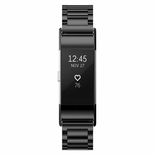Steel Strap, black, on a watch, direct front view