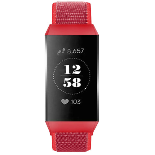 Nylon Strap, red, on a watch, direct front view