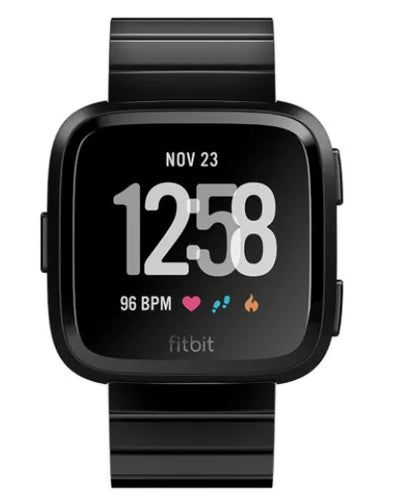 Metal Strap, black, on a watch, direct front view
