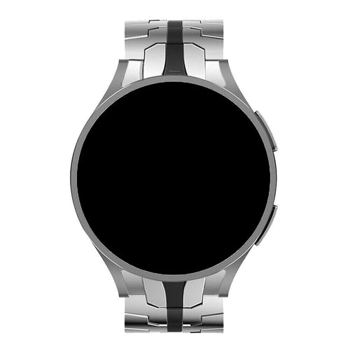 Steel Iron Strap, silver/black, on a watch, direct front view