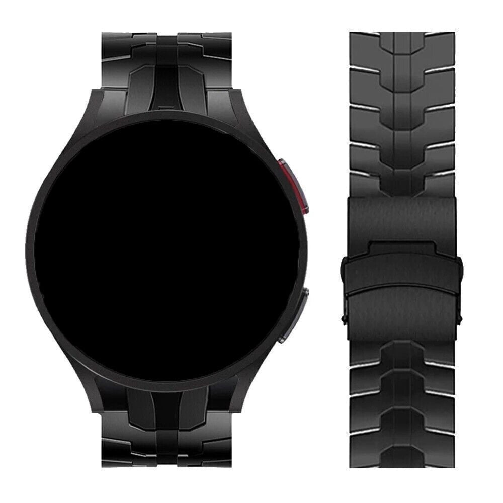 Steel Iron Strap, black, on a watch, direct front view