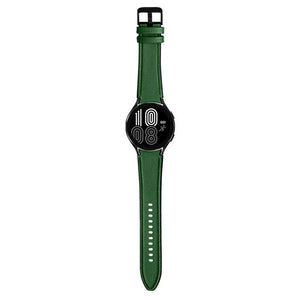 Leather Hybrid Strap, green, on a watch, direct front view