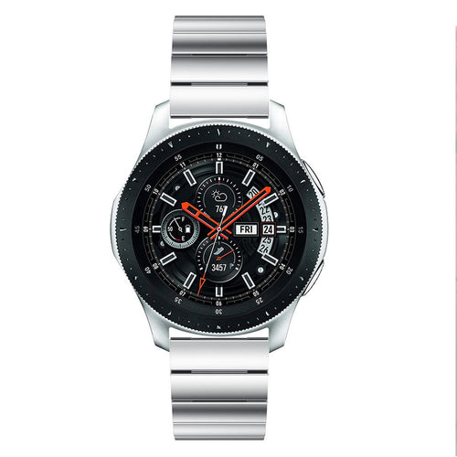 Premium Metal Strap, silver, on a watch, direct front view