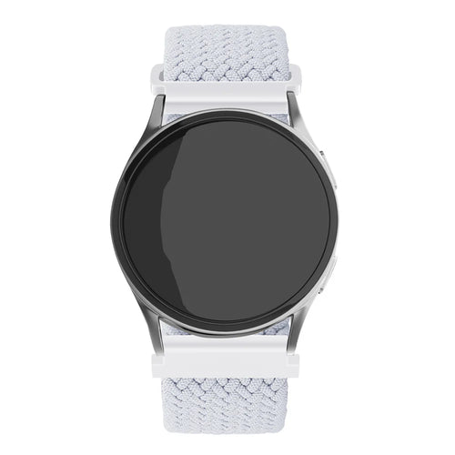 Nylon Adjustable Braided Strap, white, on a watch, direct front view