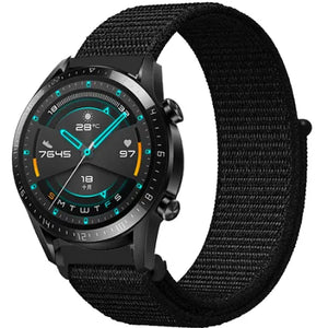 Nylon Strap, black, on a watch, direct front view