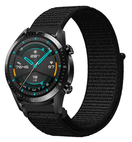 Nylon Strap, black, on a watch, direct front view