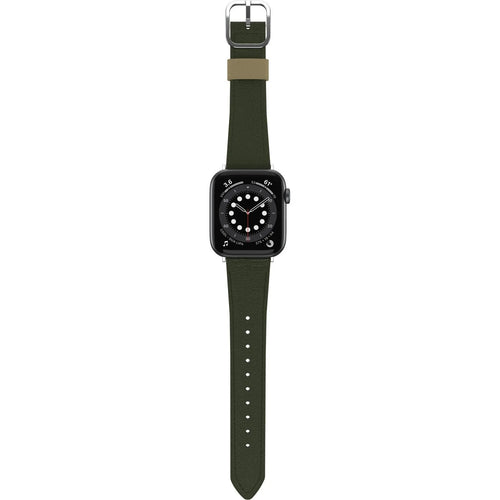 Otterbox Symmetry Cactus Leather, green, on a watch, direct front view