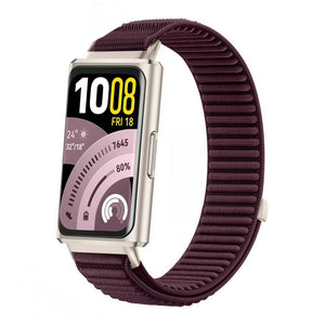 Wave Nylon Strap, plum, on a watch, direct front view