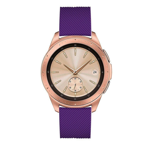 Twill Silicone Strap, purple, on a watch, direct front view