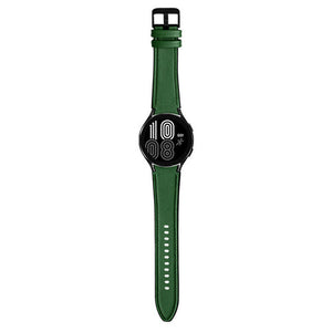 Leather Hybrid Strap, green, on a watch, direct front view