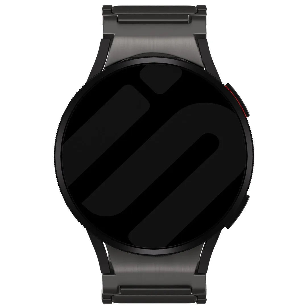 Titanium Strap 'One Push', graphite, on a watch, direct front view