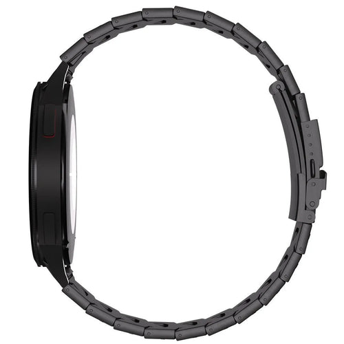 Titanium Strap 'Iron', black, on a watch, direct front view