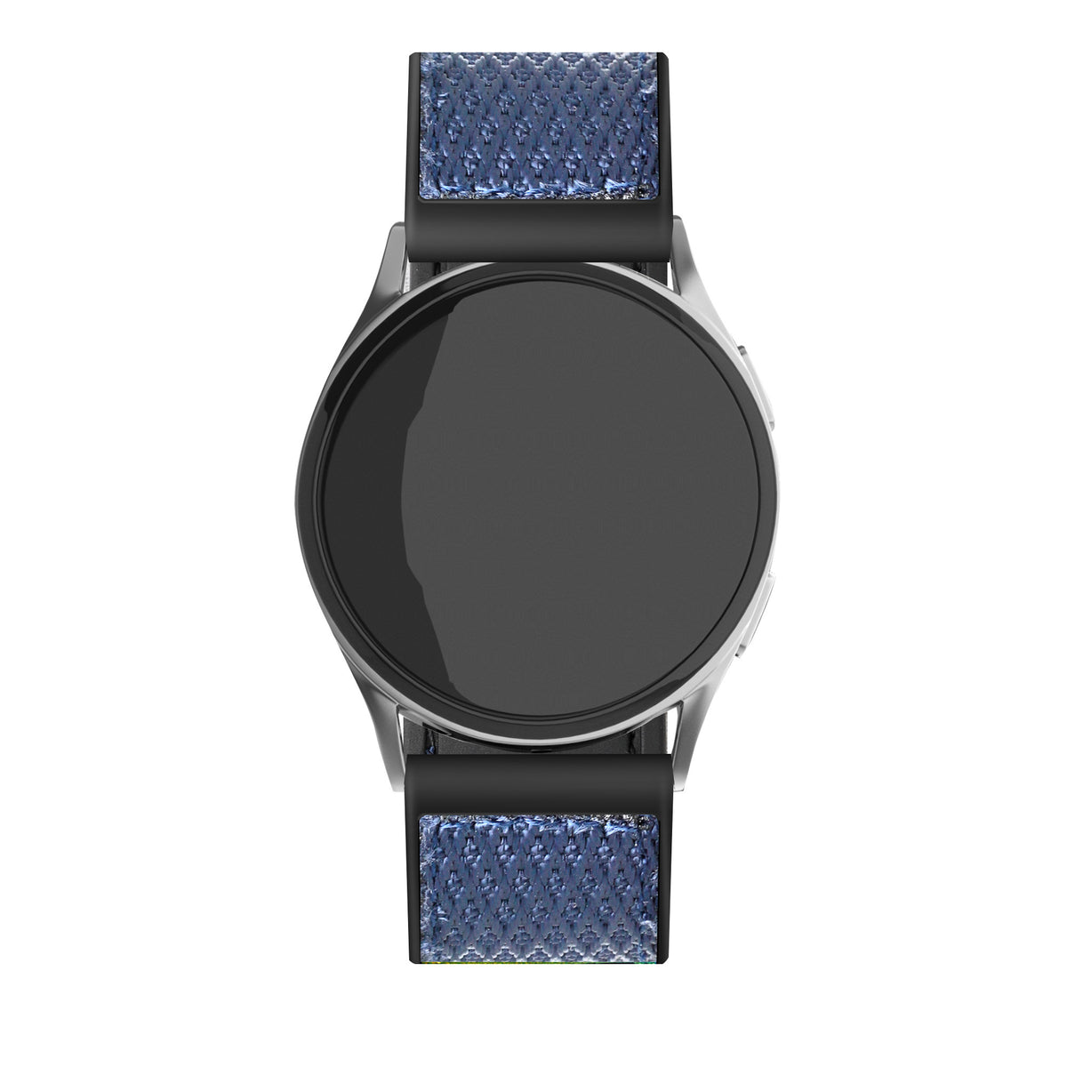 Nylon Hybrid Strap, blue, on a watch, direct front view