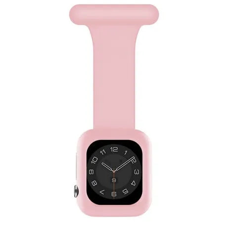 Silicone Nurse Fob, pink, on a watch, direct front view