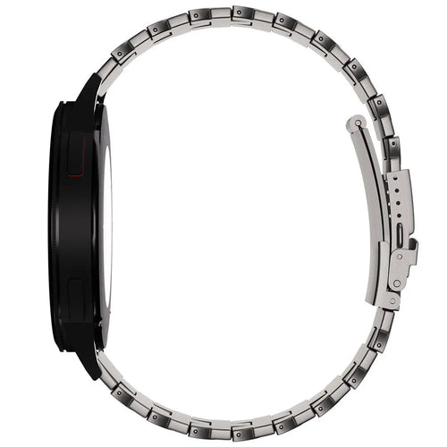 Butterfly Titanium Strap, graphite, on a watch, direct front view
