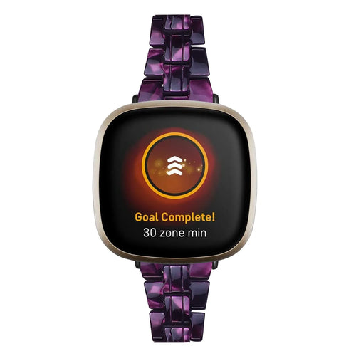 Metal Resin Strap, black/purple, on a watch, direct front view