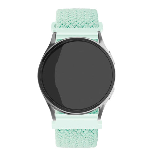 Nylon Adjustable Braided Strap, turquoise, on a watch, direct front view