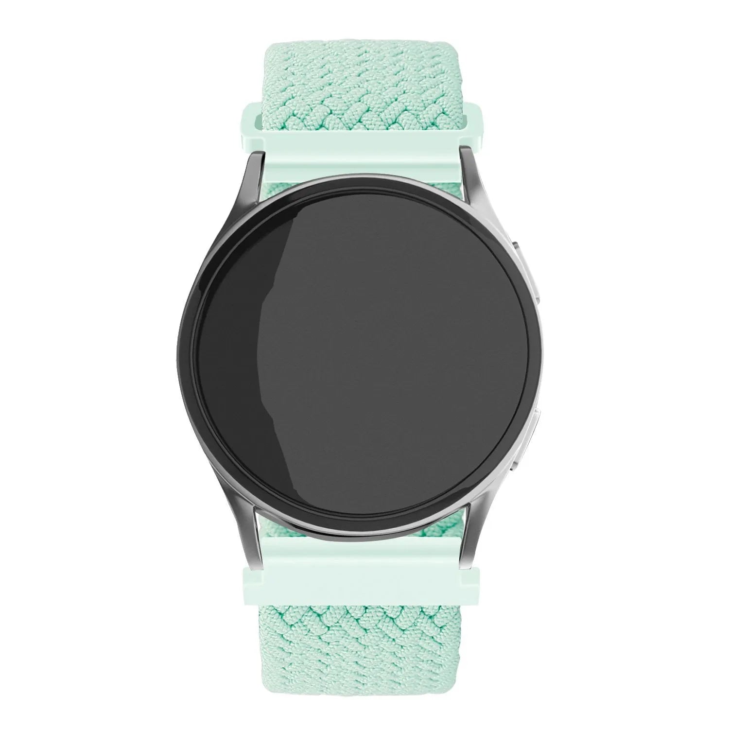 Nylon Adjustable Braided Strap, turquoise, on a watch, direct front view