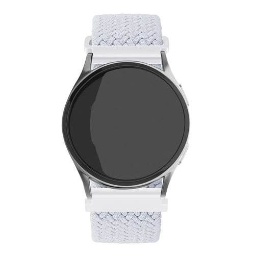 Nylon Adjustable Braided Strap, white, on a watch, direct front view