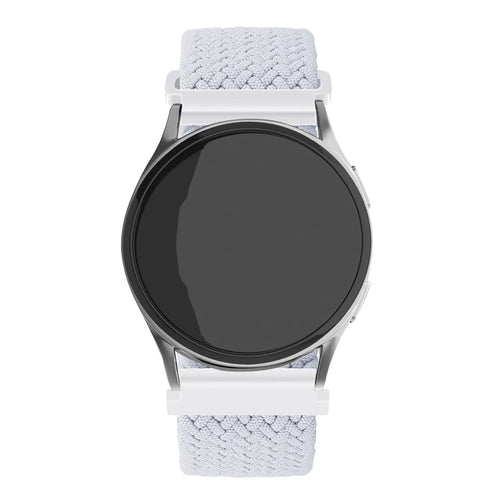 Nylon Adjustable Braided Strap, white, on a watch, direct front view