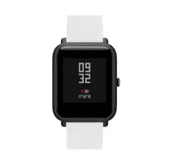 Twill Silicone Strap, white, on a watch, direct front view