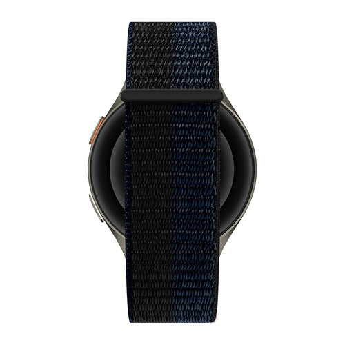 Bandz Samsung Galaxy Watch 7 - 44mm Nylonarmband 'Easy Fit' (Schwarz/Blau)