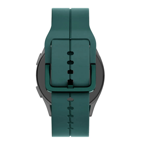 Silicone Strap 'Extreme', dark green, on a watch, direct rear view