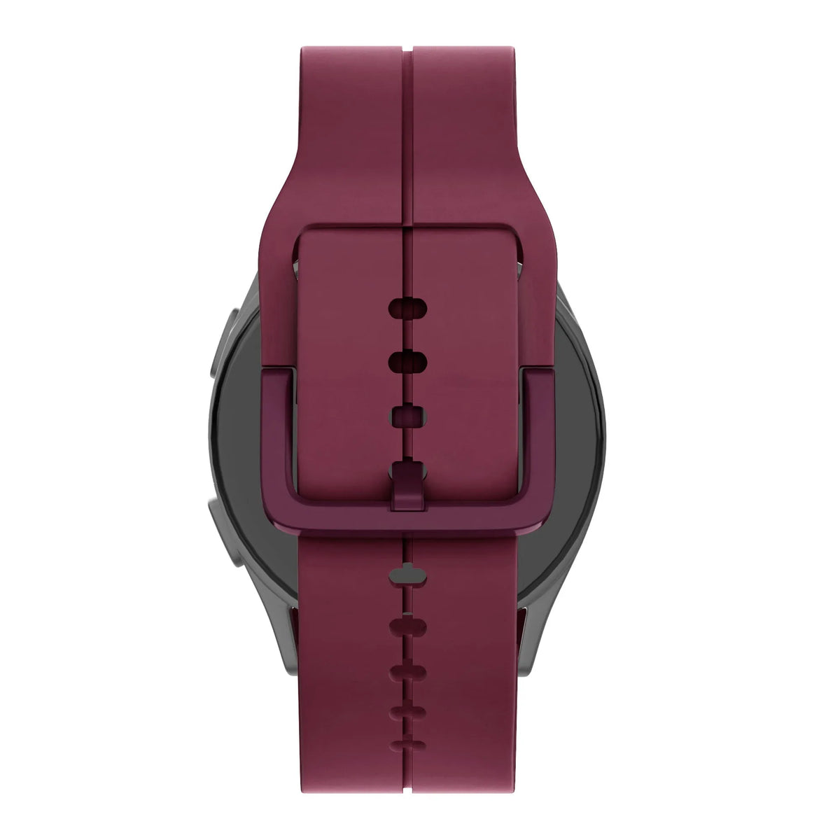 Silicone Strap 'Extreme', wine red, on a watch, direct rear view