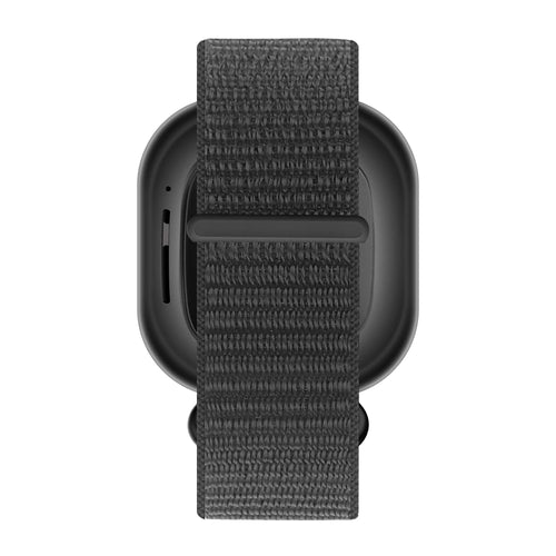 Nylon Loop Strap, black, on a watch, direct rear view