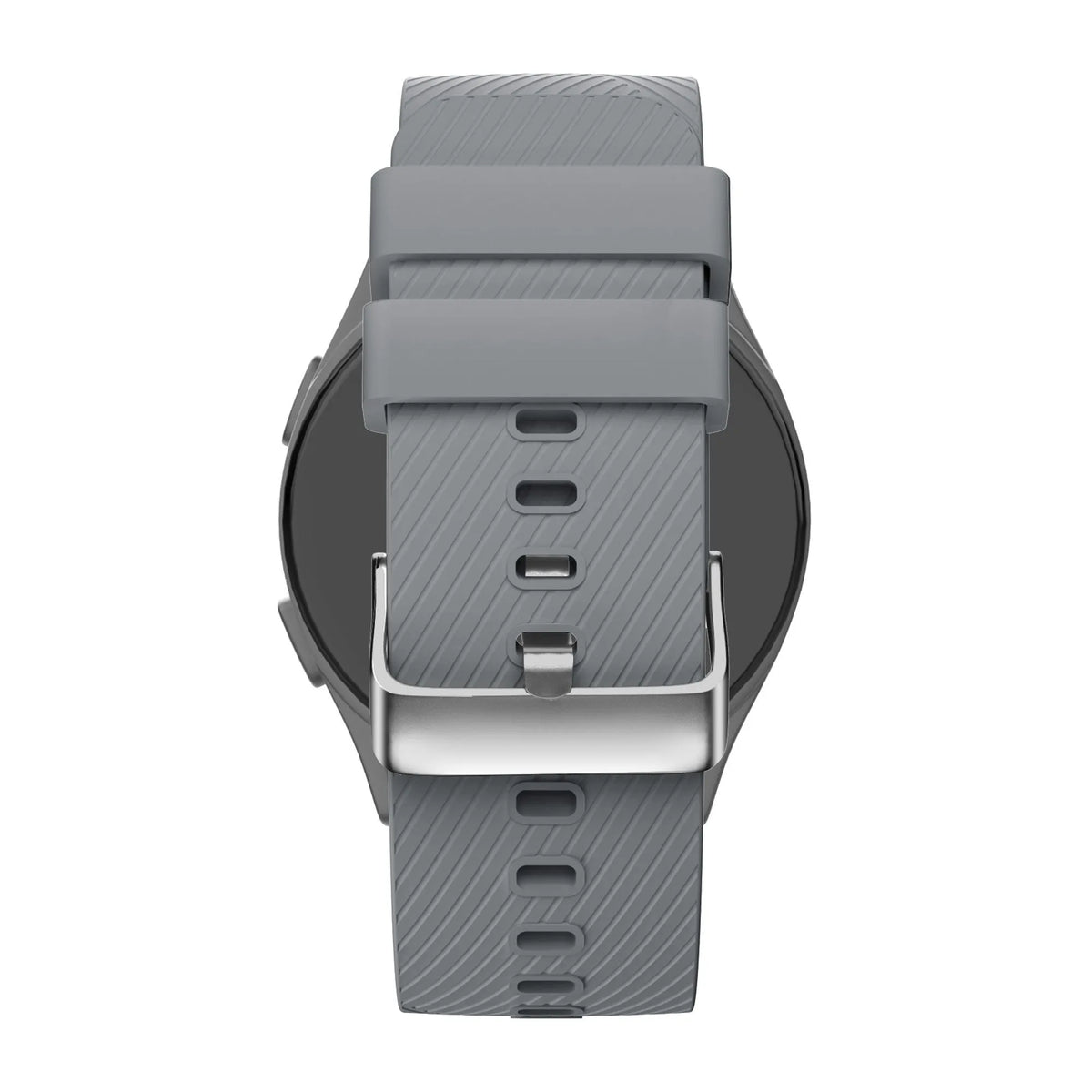 Silicone Strap 'Deluxe', grey, on a watch, direct rear view