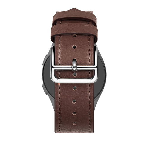 Leather Strap 'Deluxe', brown, on a watch, direct rear view