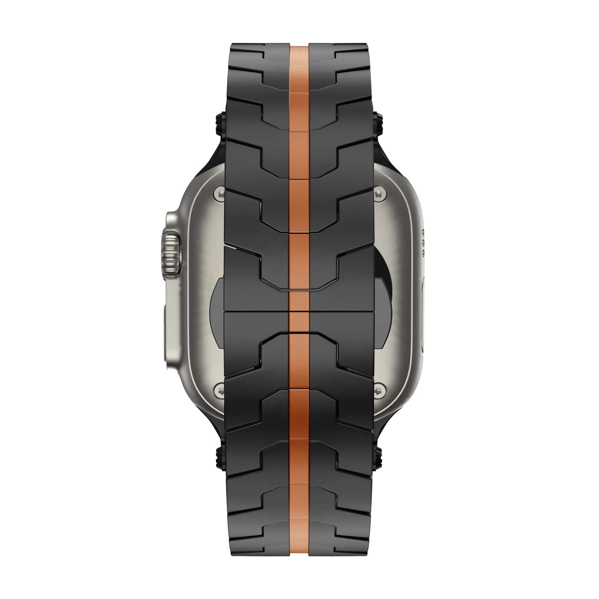 Bandz Apple Watch Gebürstetes Metallarmband 'Deluxe' (Schwarz/Orange)