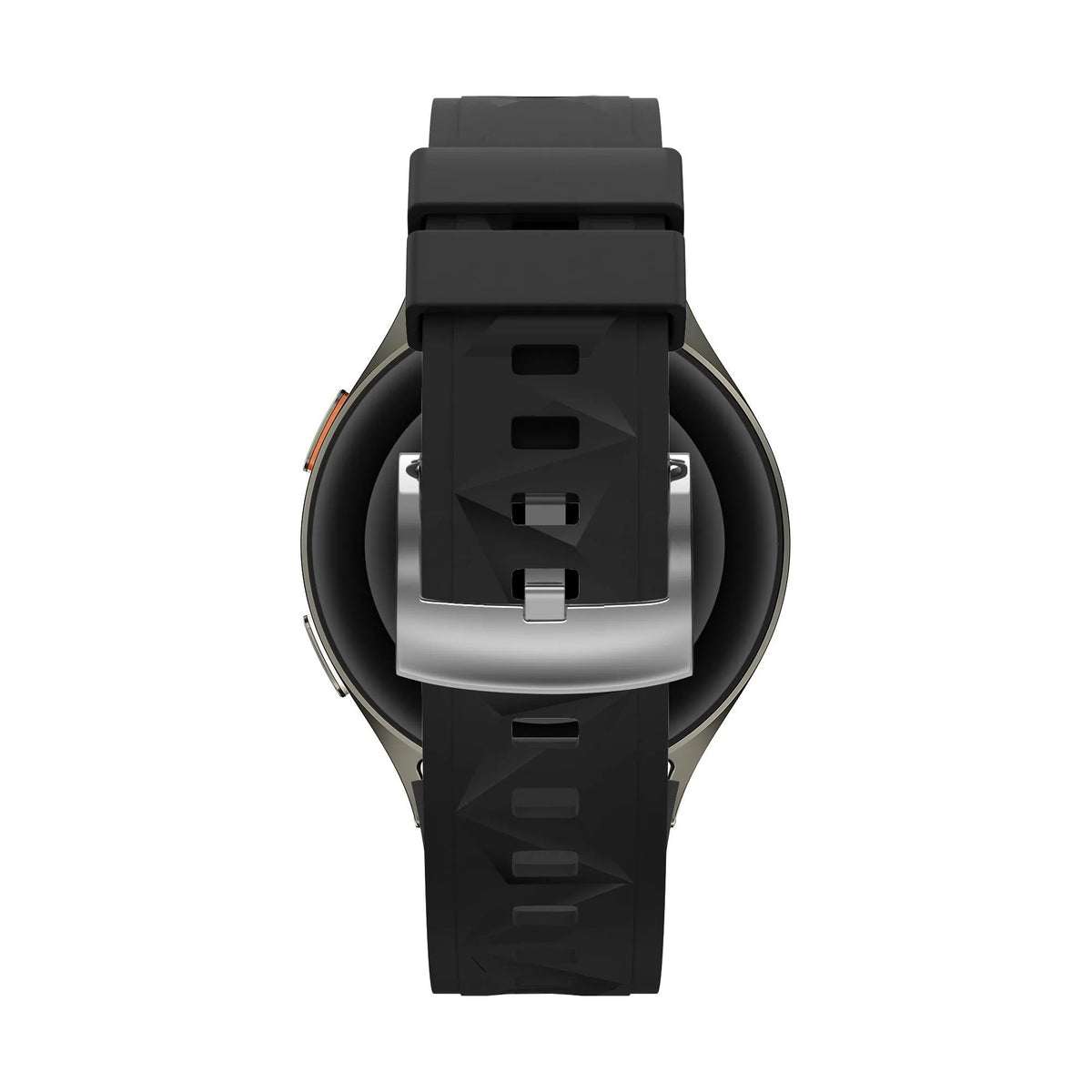 Silicone Strap 'Easy Fit', black, on a watch, direct rear view