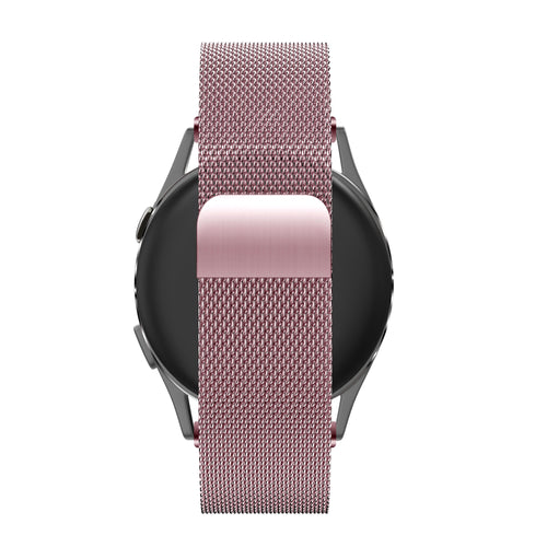 Milanese Loop Strap, pink, on a watch, direct rear view