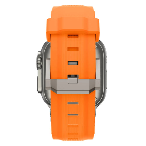 Bandz Apple Watch Armband aus Flüssigsilikon 'Explorer' (Orange mit Titan)