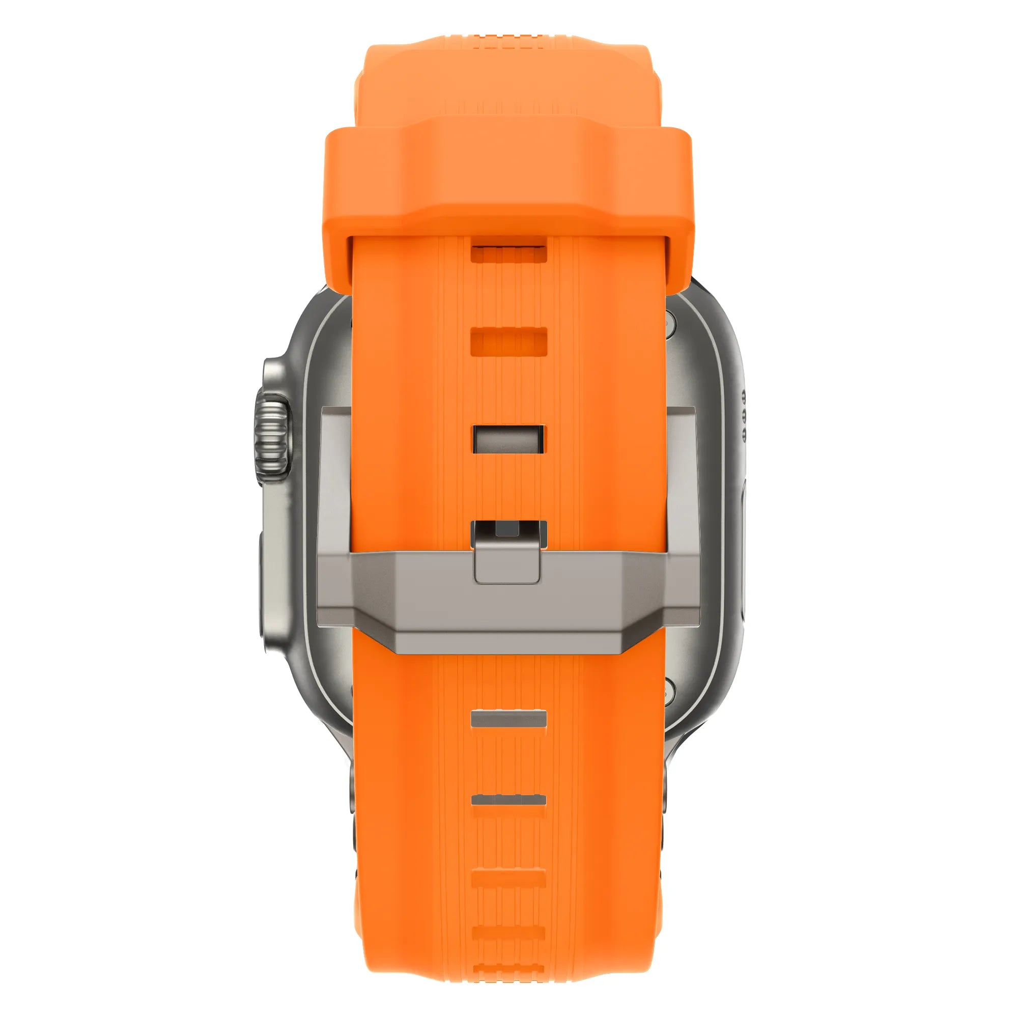 Bandz Apple Watch Armband aus Flüssigsilikon 'Explorer' (Orange mit Titan)