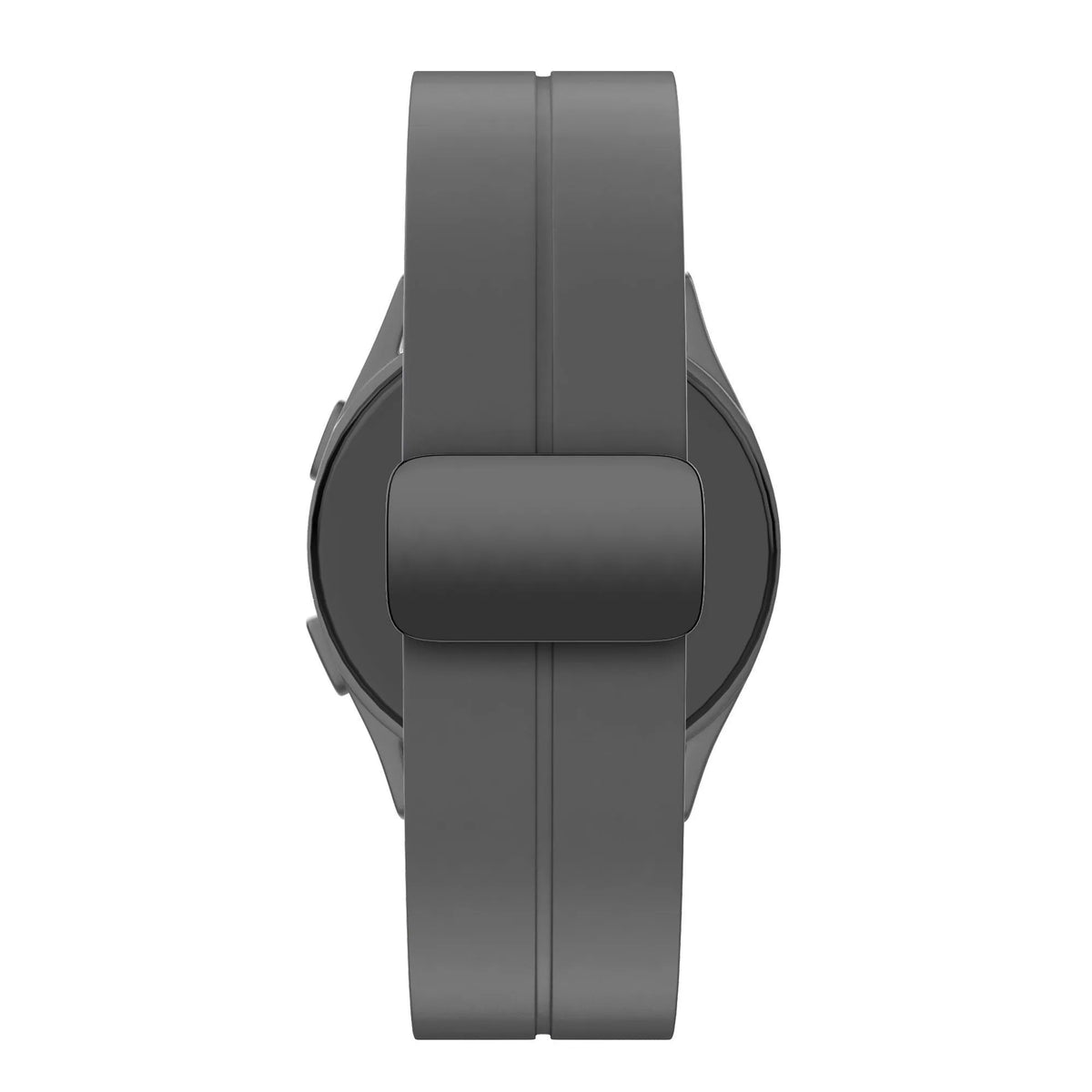 D-Buckle Silicone Strap, dark grey, on a watch, direct rear view