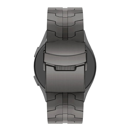 Steel Strap 'Iron', graphite, on a watch, direct rear view