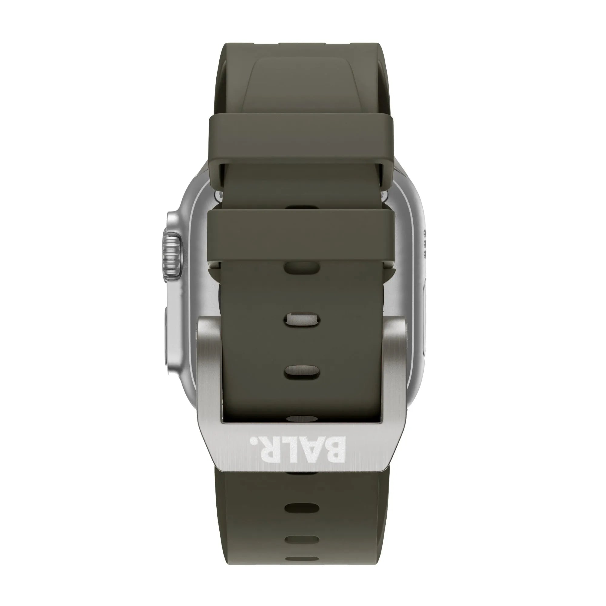 Balr. Apple Watch Ultra flüssiges Silikonarmband (Braun/Titan)