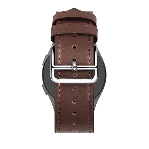 Leather Strap 'Deluxe', brown, on a watch, direct rear view