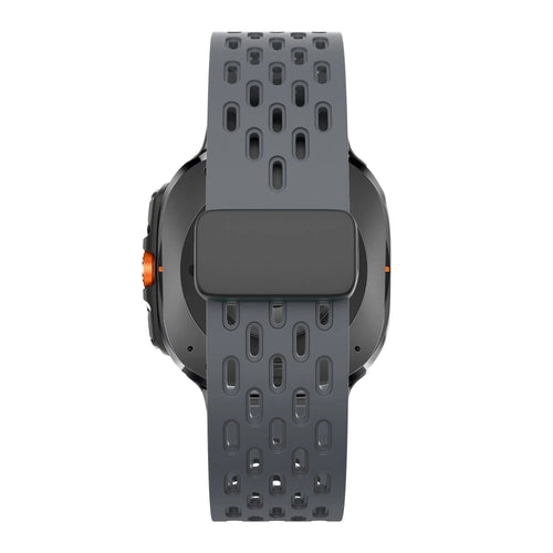 Silicone D-Buckle Sport Strap 'Air', dark grey, on a watch, direct rear view