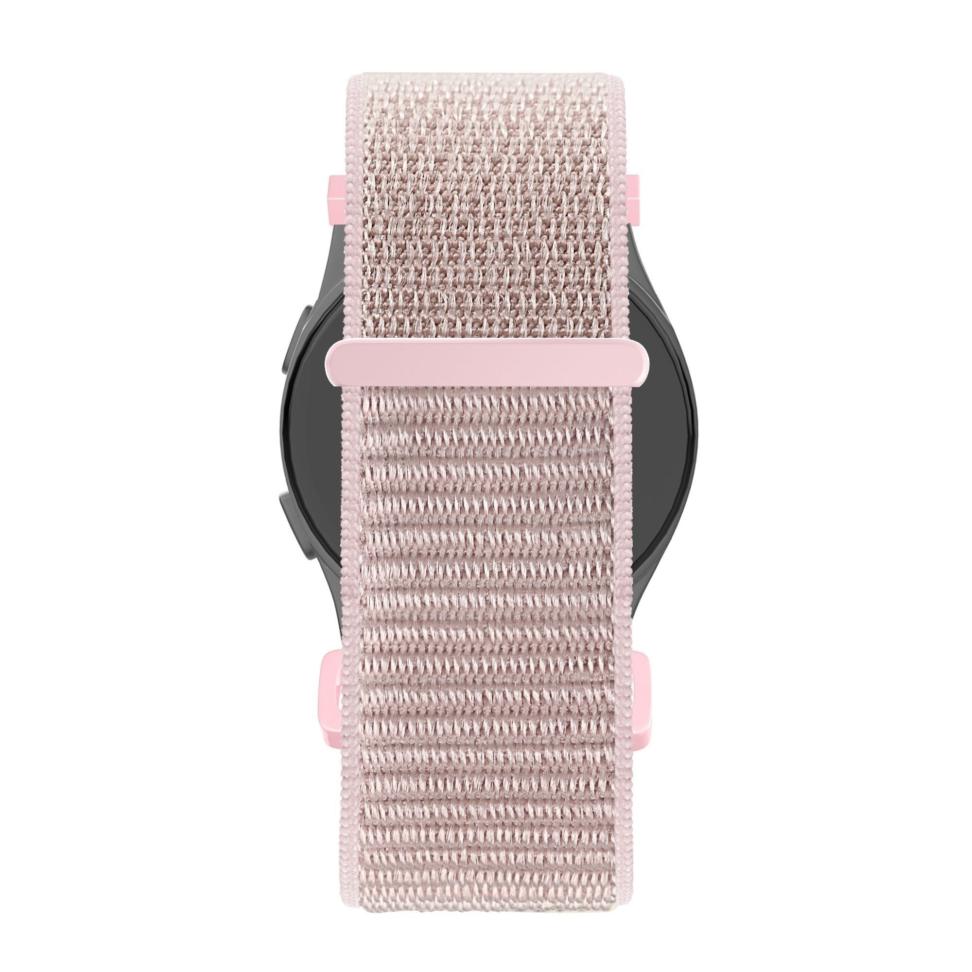 Nylon Loop Strap, rose gold, on a watch, direct rear view