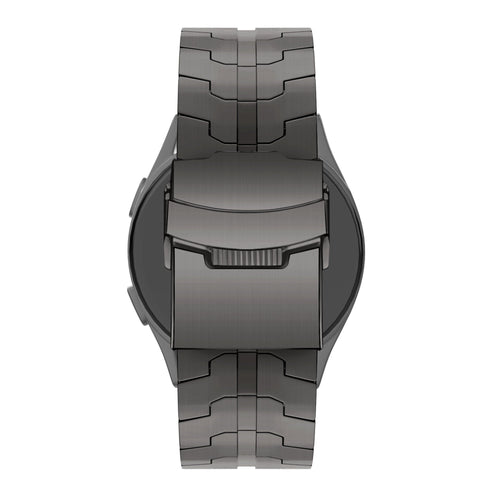 Steel Strap 'Iron', graphite, on a watch, direct rear view