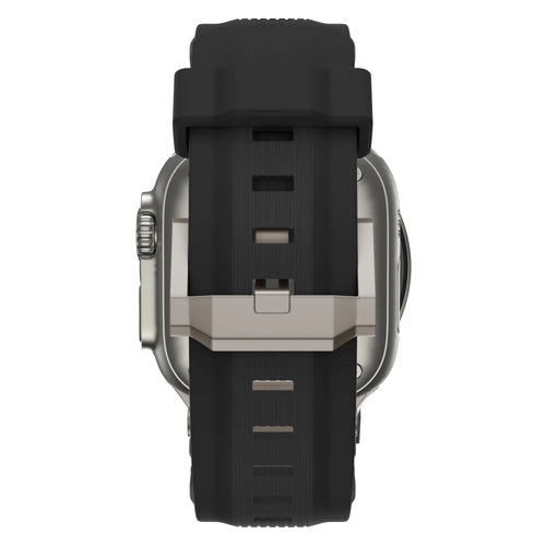 Bandz Apple Watch Armband aus Flüssigsilikon 'Explorer' (Schwarz mit Titan)