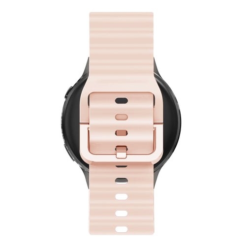 Silicone Strap 'Wave', light pink, on a watch, direct rear view