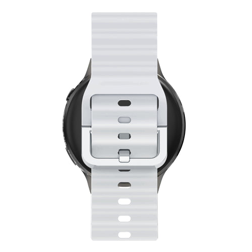 Silicone Strap 'Wave', light grey, on a watch, direct rear view