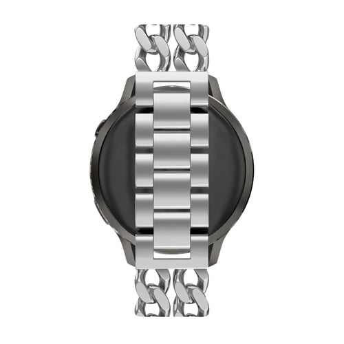 Metal Strap 'Double Chains', silver, on a watch, direct rear view