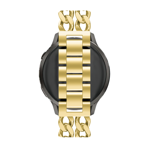 Metal Strap 'Double Chains', gold, on a watch, direct rear view